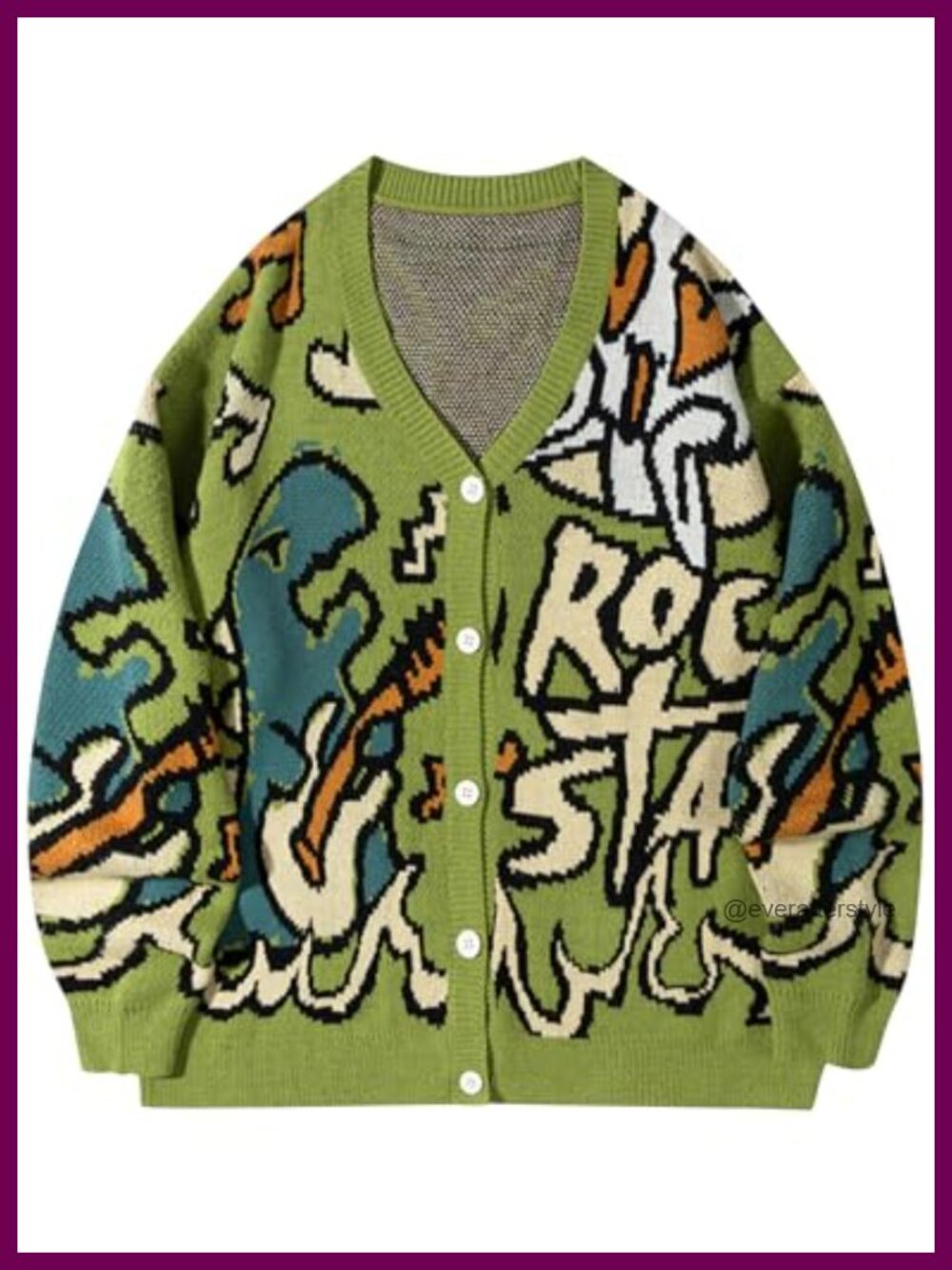 Kissonic Dinosaur Button Down Knit Cardigan Sweater Casual